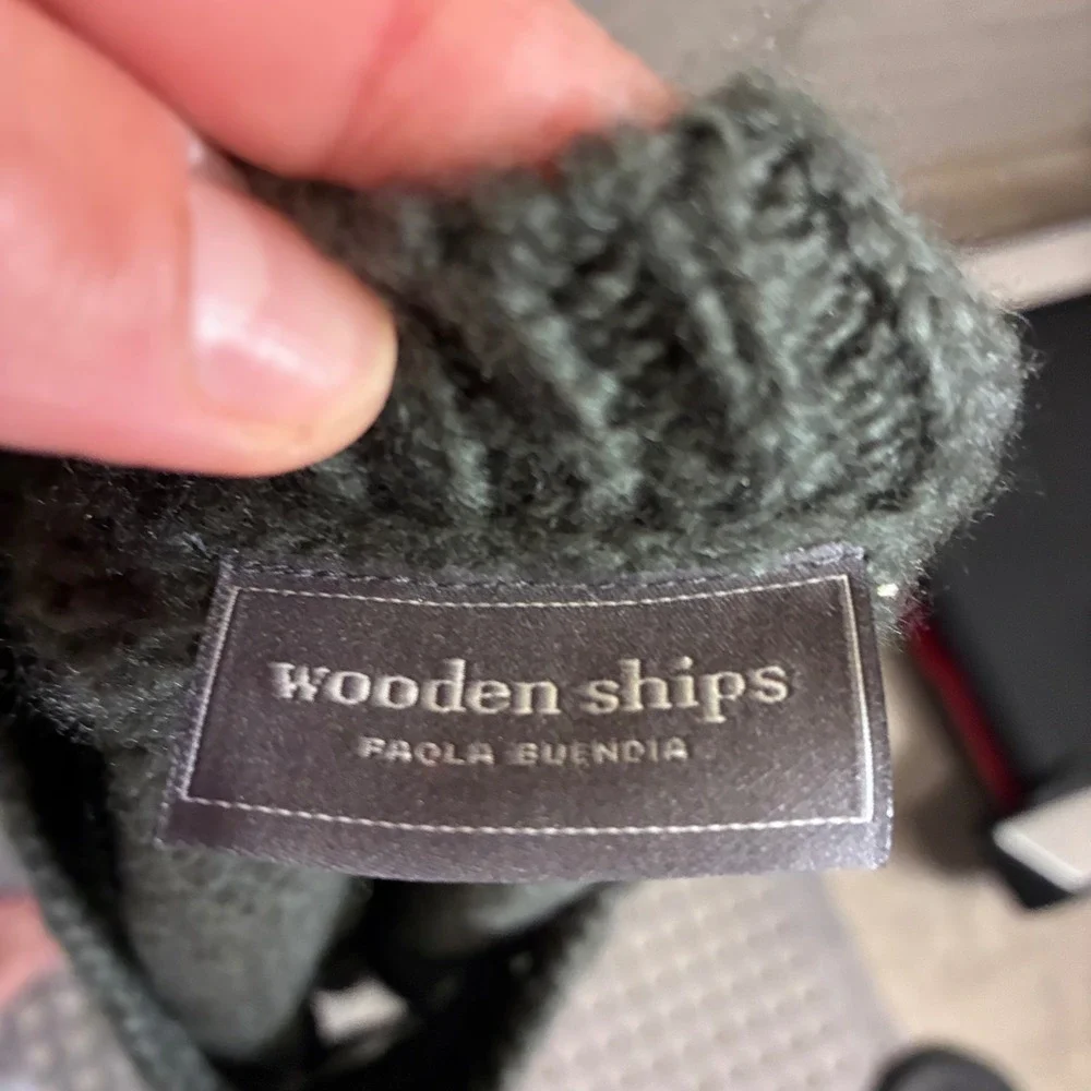 Wooden Ships Snow Much Fun Mohair Wool Blend Sweater Forest Green Womens OS - Picture 3 of 4